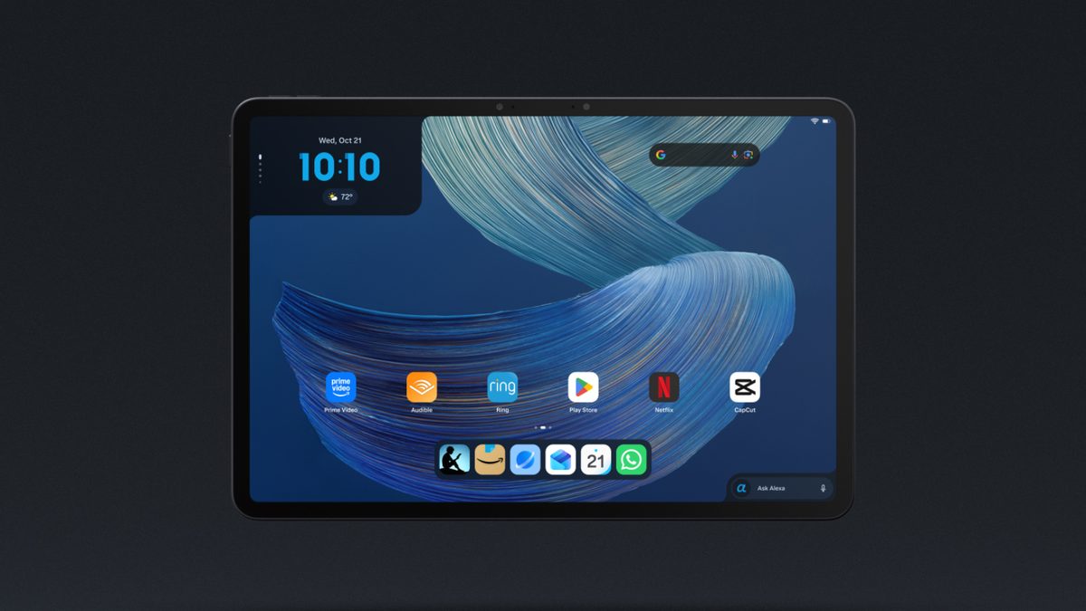 Tela inicial do Amazon Alexa Tablet com Play Store, Netflix e WhatsApp