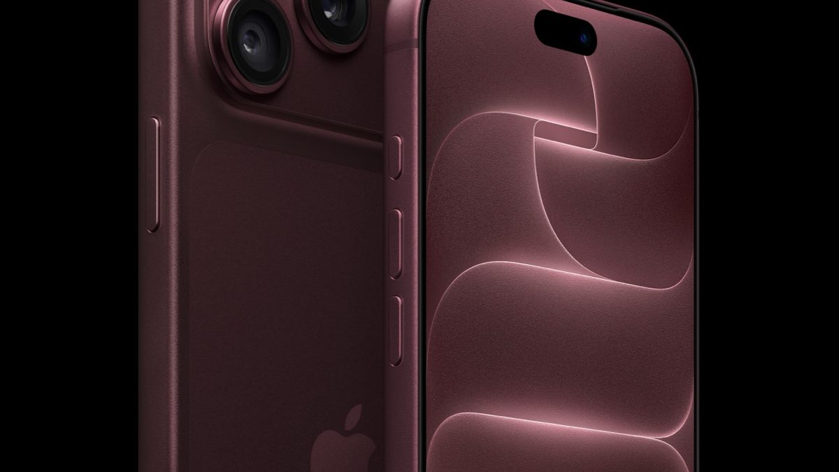 iPhone 18 Pro na cor bordô, de frente e de costas