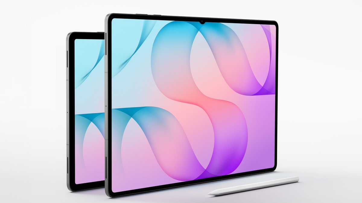 Galaxy Tab S12 Ultra e Galaxy Tab S12+ lado a lado, com a S Pen, em imagem de divulgação da Samsung