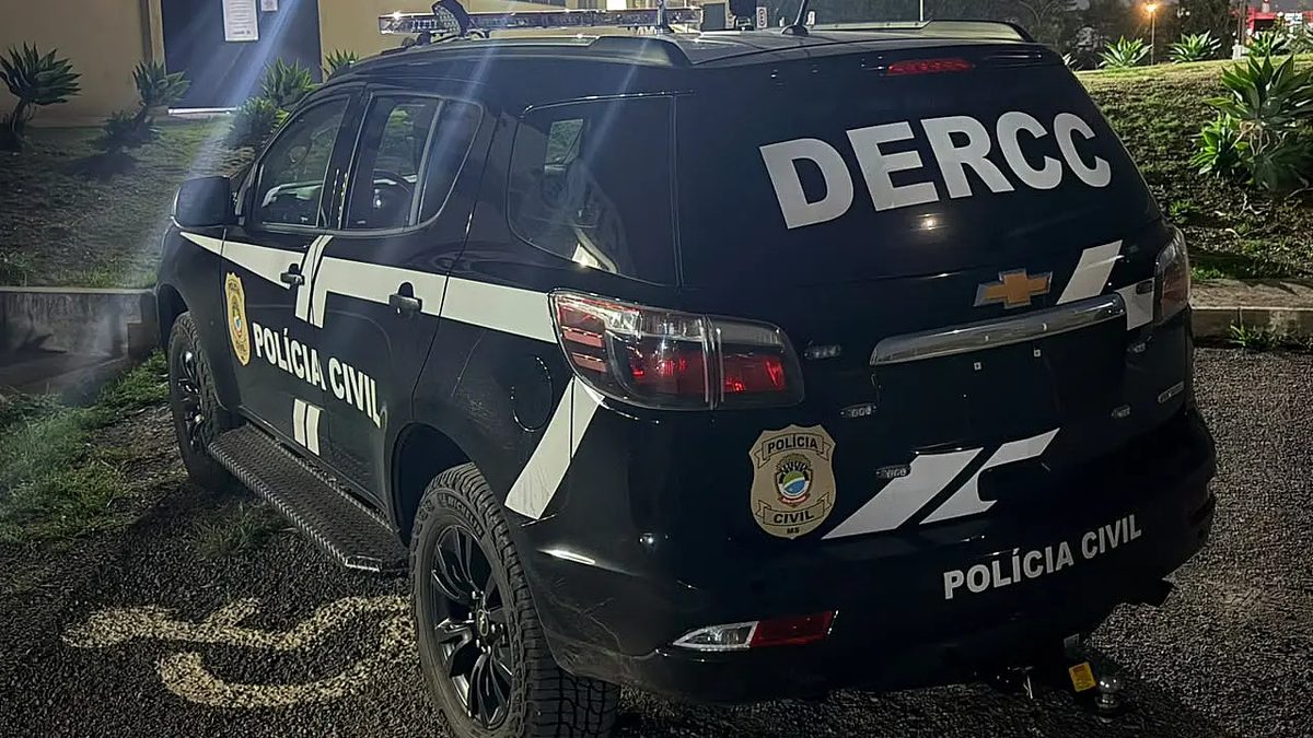Viatura da DERCC, a delegacia de crimes cibernéticos da Polícia Civil de Mato Grosso do Sul, em imagem divulgada pela corporação sobre a Operação Cashback