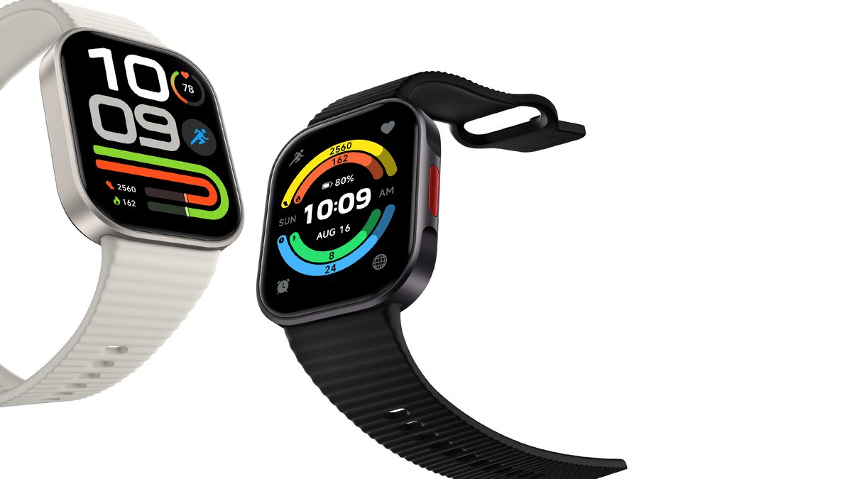 Dois relógios Redmi Watch 6 Lite, um cinza-claro e um preto, com a hora 10:09 na tela, sobre fundo branco
